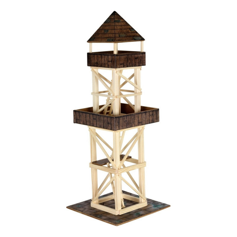 Set constructie arhitectura Turn de observatie, 124 piese din lemn, Walachia